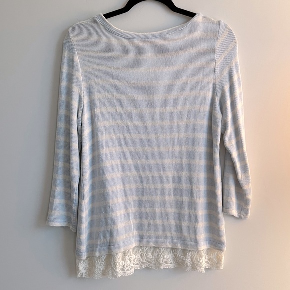 LOFT Stripe sweater with lace trim size Medium - Picture 5 of 11